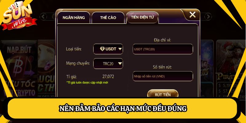 Nên đảm bảo các hạn mức đều đúng