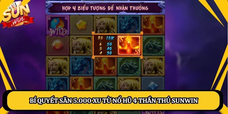 Bí quyết săn 5.000 xu từ nổ hũ 4 thần thú Sunwin